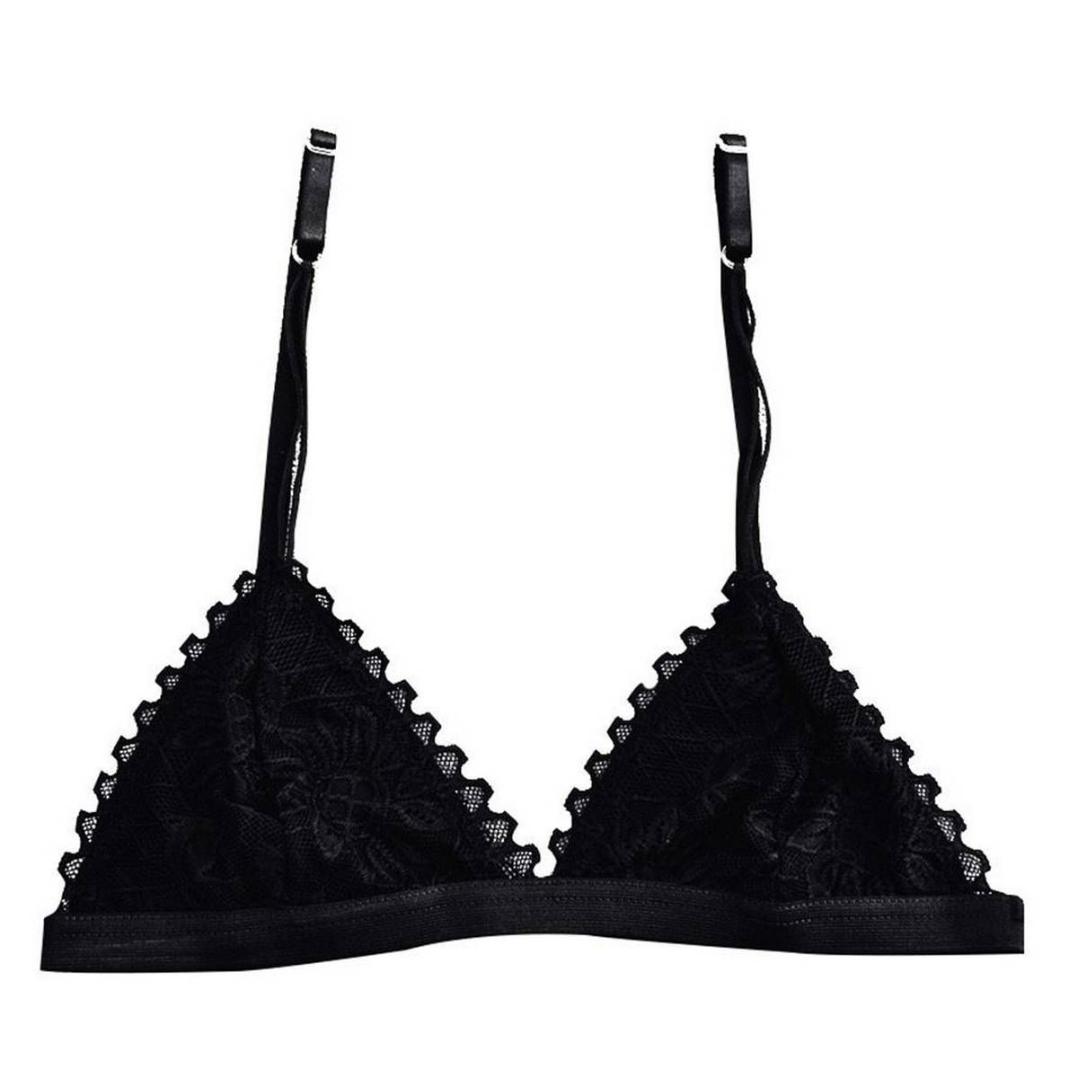 Women Ultra Thin Lace Triangle Bra Wire Free Bralette Underwear