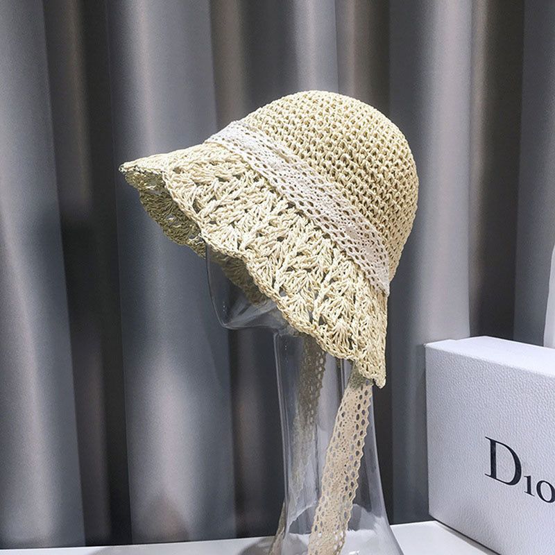 summer sun hat bow Raffia hat Visor Temperament  Straw hats Women's Sea beach vacation leisure sunscreen hats for girls
