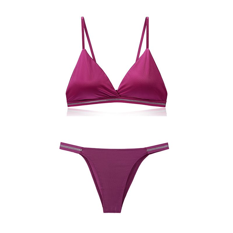 Women Bra Set Ice Silk Wrap Chest Female Beauty Back Brazier Pure Desire Bikini Underwear Set New Style Undergarments for Lady and Girls
