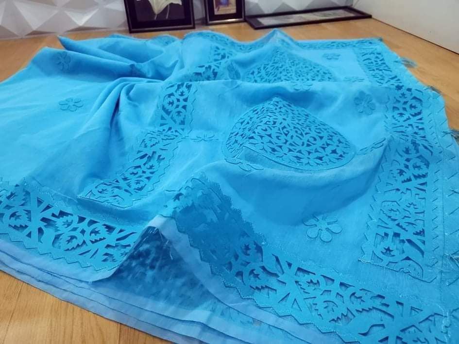 High Quality Fashionable Cutwork Cotton Sarees For Women