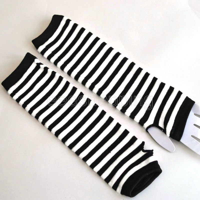 Women Long Fingerless Gloves Fashion Striped ElGloves 2020 Warmer Knit Mittens Work Gloves