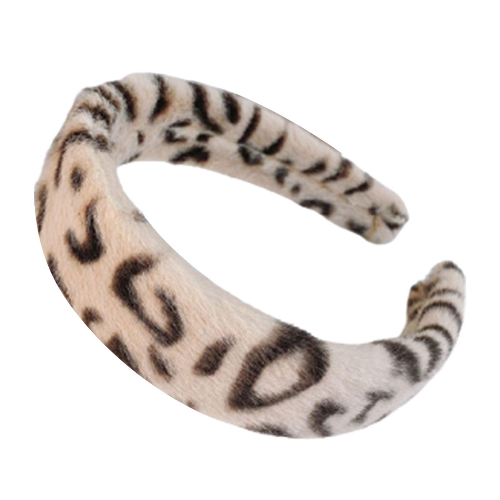 Women Retro Leopard Print Headband Plush Wide Edge Hairband Hair Accessories