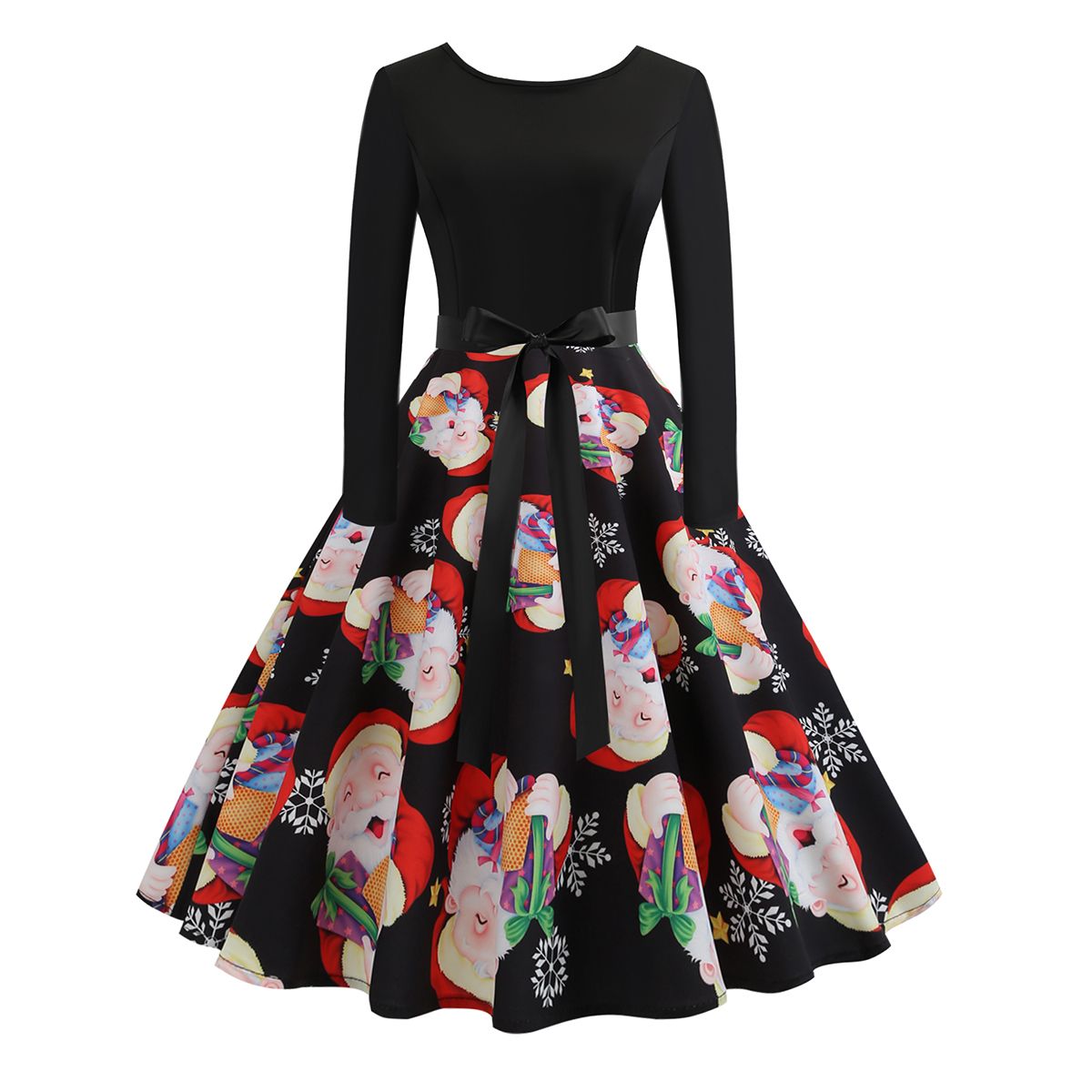 2021 Women Christmas Long Sleeve Dress Ladies Fashion Long Sleeve Dress for Christmas Party