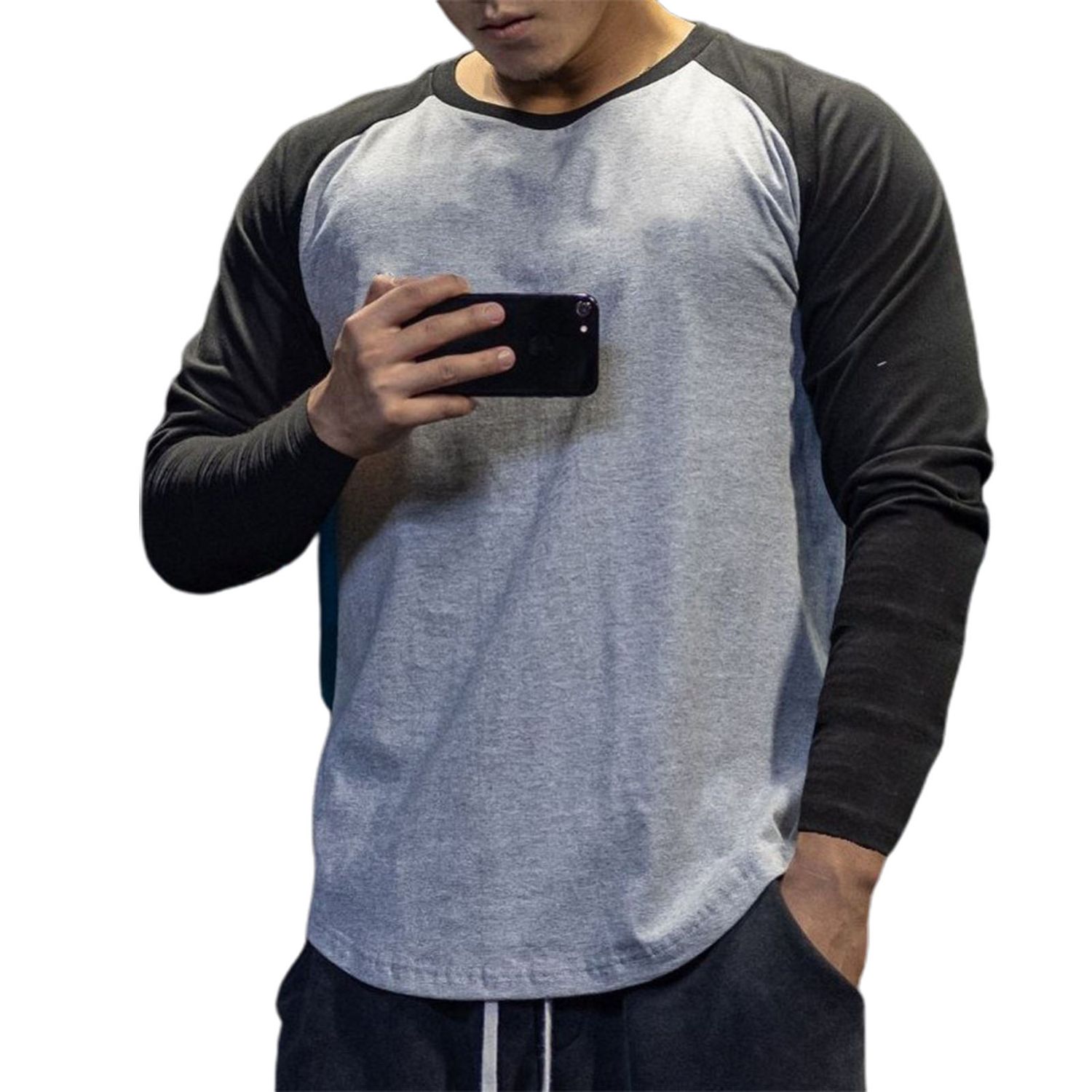 Men Shirt Contrast Colors Casual Men T-shirt