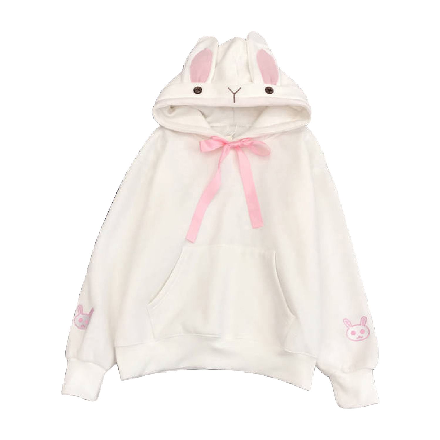 Women Sweatershirt Fleeced Embroidery Bunny Design Pullover Sweatshirt