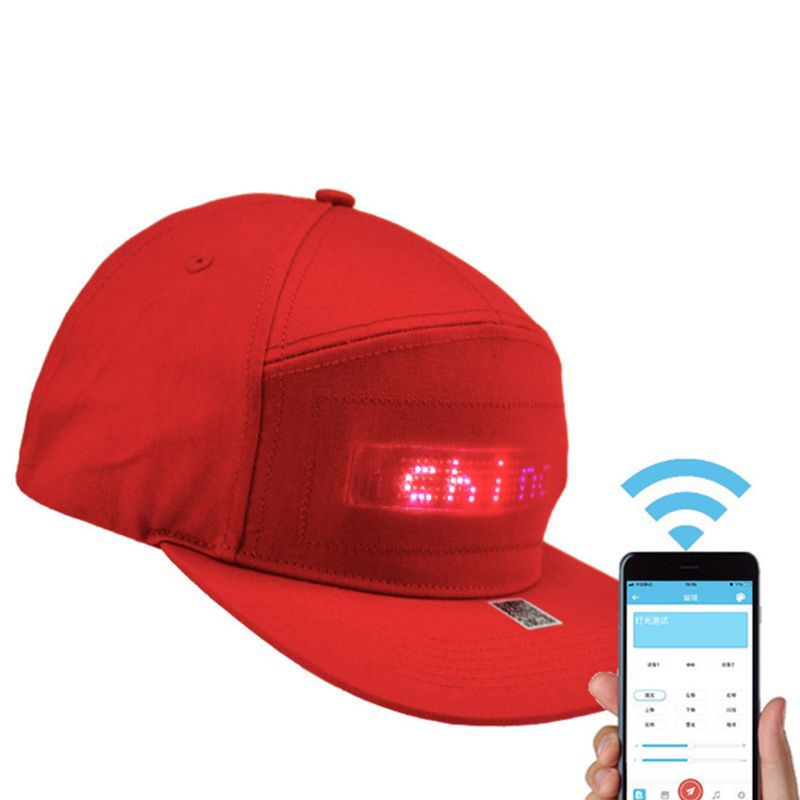 Men Women Bluetooth LED APP Controlled Baseball Hat Message Display Cap