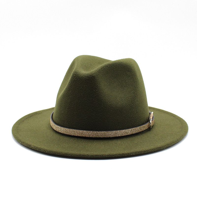 56-61cm Hot Sell Men Women Wide Brim Warm Wool Felt Jazz Fedora Hats Retro Style Solid Color Panama Hat Trilby Party Formal Hat