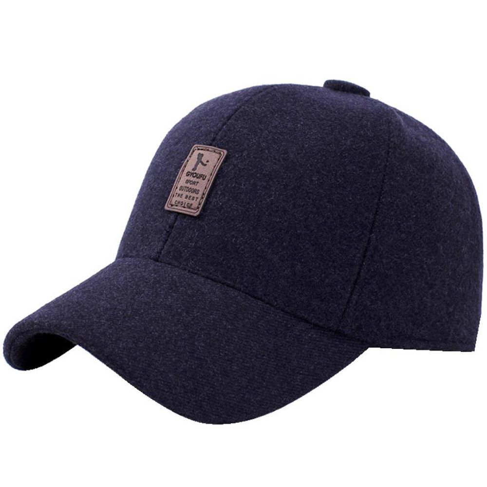 Men’s Wool Caps For Winter With Ear-flaps male Dad Solid Color Hat Adjustable Size For Autumn Luxury Brand