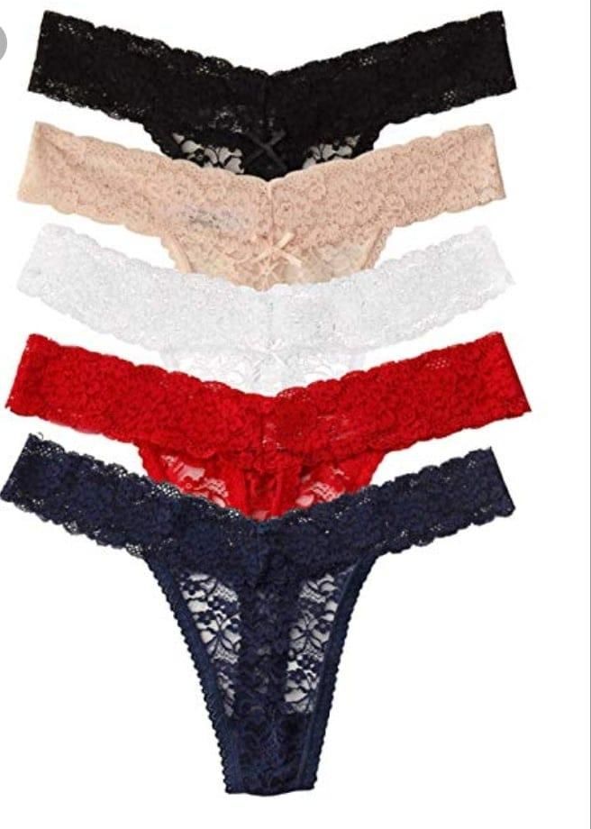 Women's Panties  Lace Transparent Thong Low Waist Breathable thong 5 pis - Panty - Panty