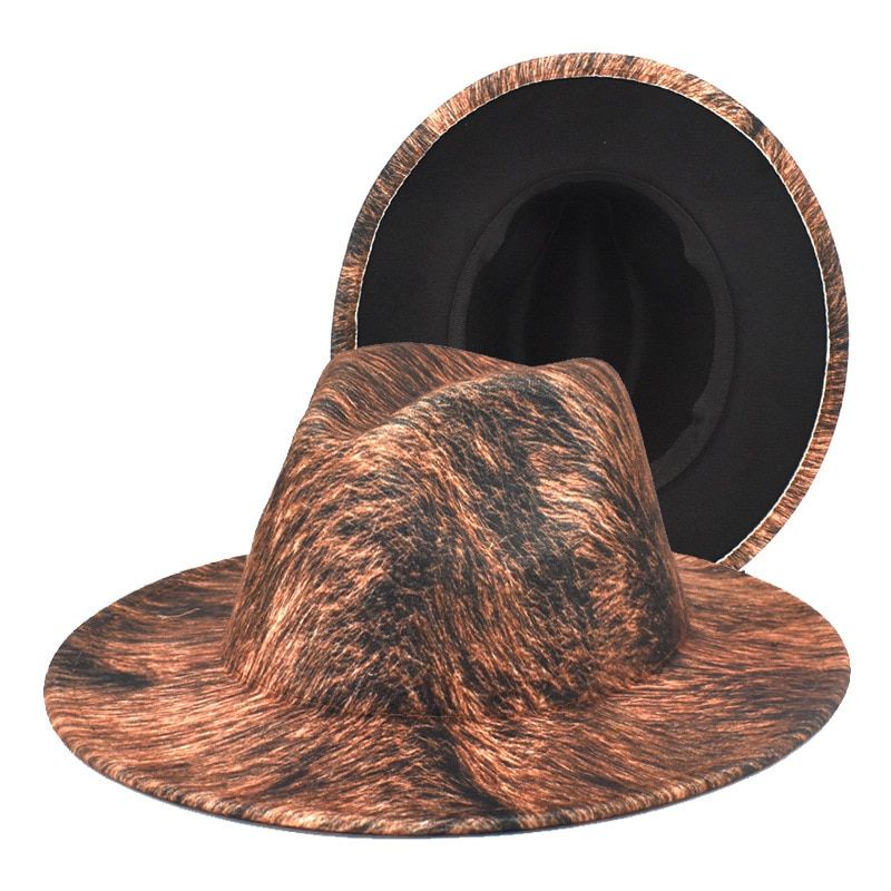 Fashion Patchwork Women Fedora Hat Letter printing Design Wide Brim Trilby Jazz Hats Formal Street Dress Cap SombrDe Mujer