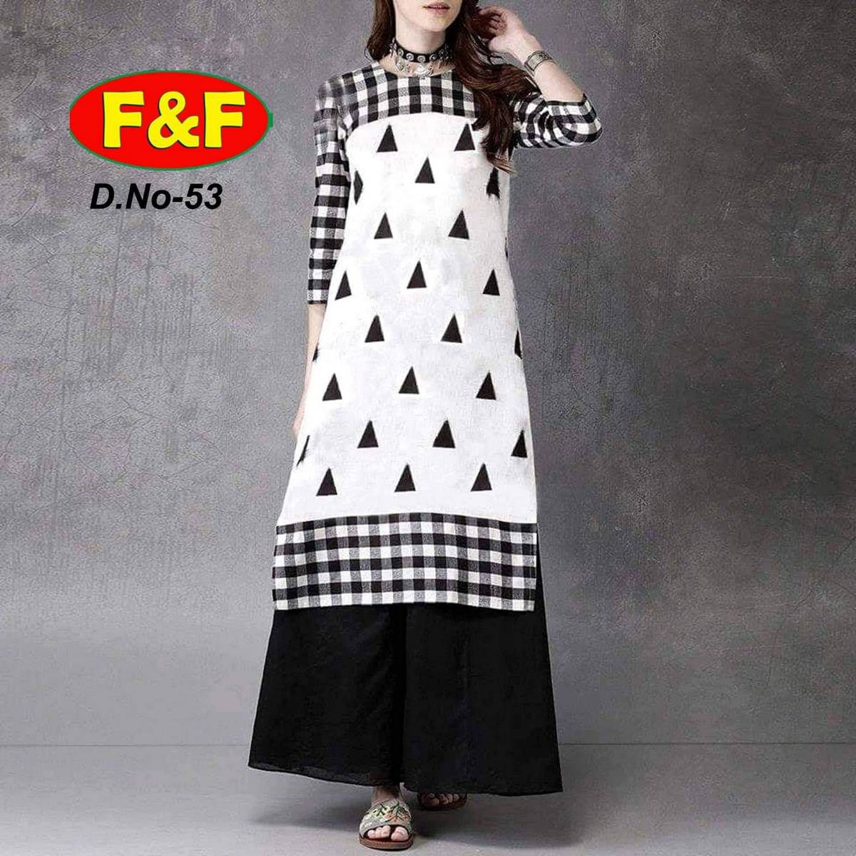 Unstitched White and Black Cotton Salwar Kameez for Women