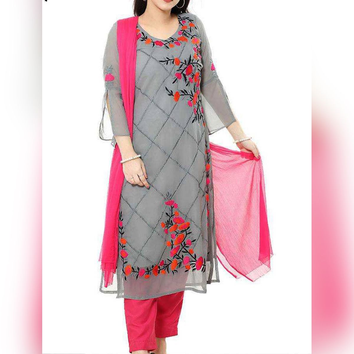 Indian Unstitched  Georgette/Jorjet Salwar Kameez For Women {3 Piece}