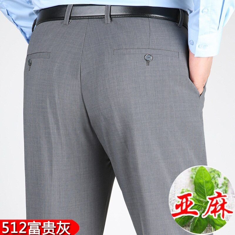 Trousers Formal for Men Thin Linen Summer Straight High Waist Suit Pants Black Men's Classic Trousers 2022 New