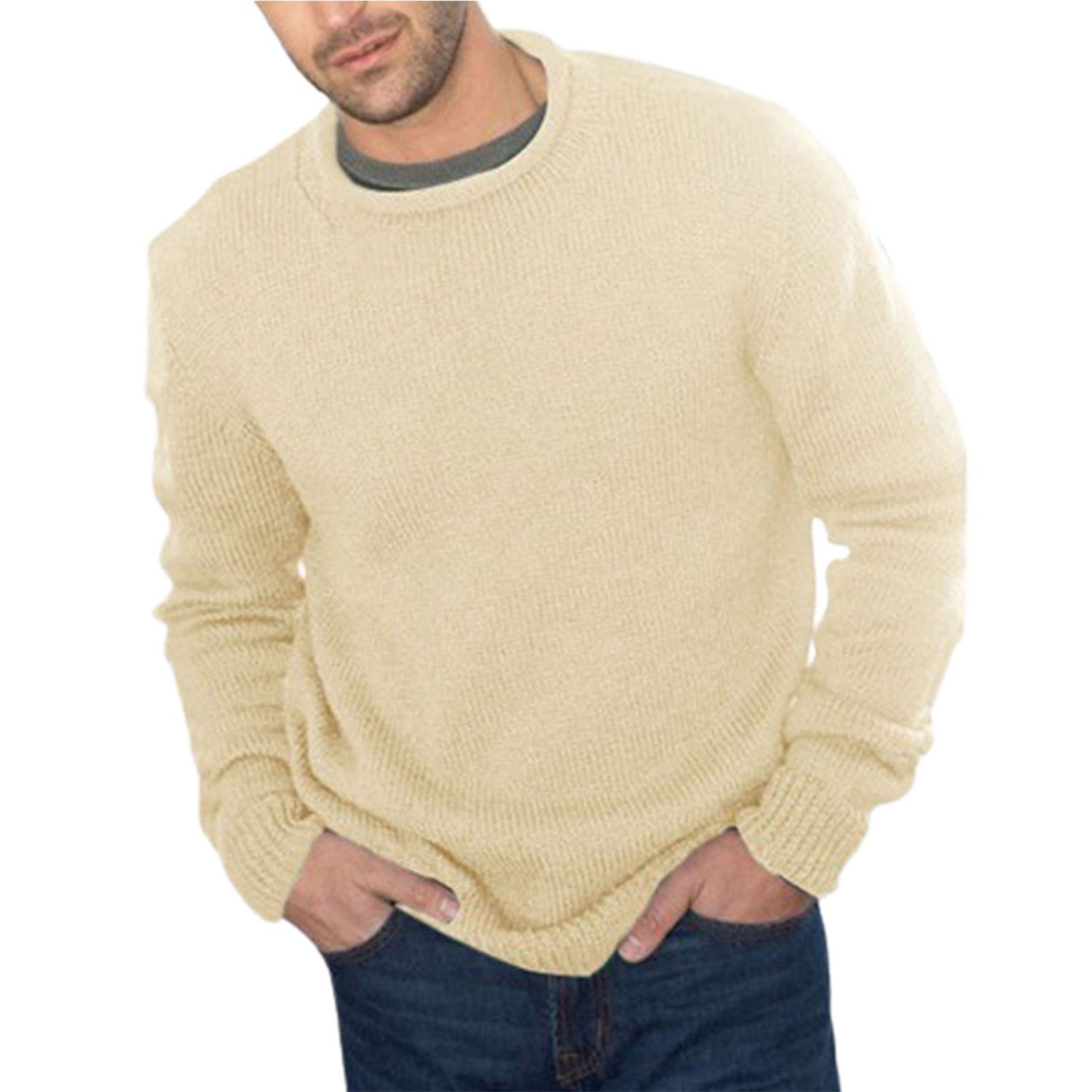 Knitwear Jumper Round Neck Solid Color Loose Casual Sweater