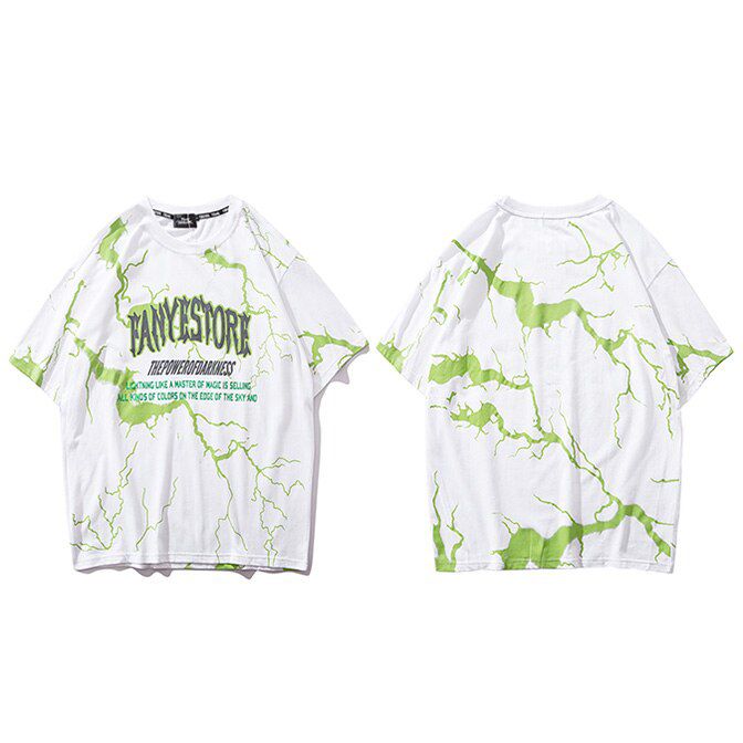 T Shirt Mens  Hop Dark Lightning Tshirt Streetwear Summer Cotton Harajuku T-Shirts Short Sleeve Tops Tees Street Wear