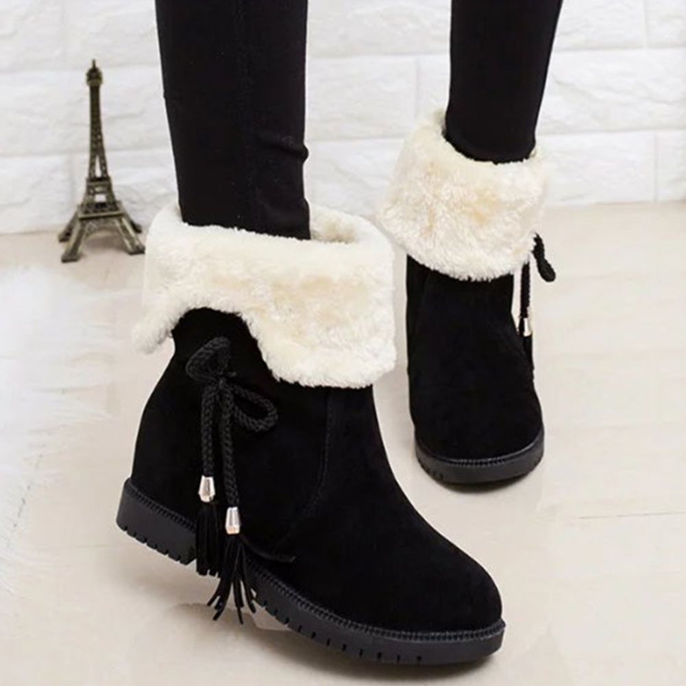 Yfashion Lady Dual-Wearing ods Snow  Bowknot Non-slip Ankle  Winter Warm Bottine