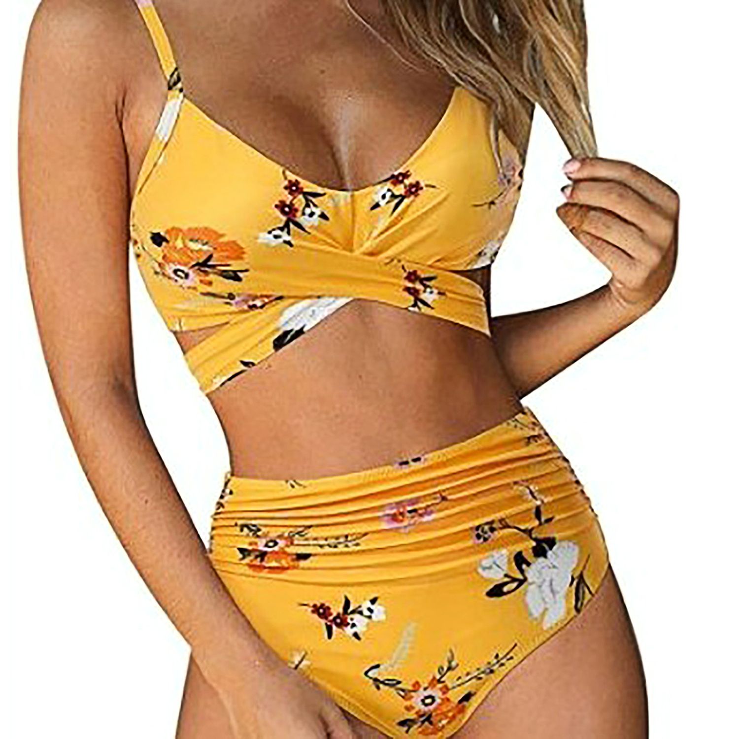 Bathing Suit Two Piece Backless Polyester Padded Bra Briefs Swimwear Set for Beach