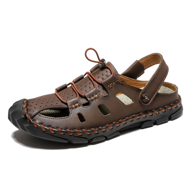 Casual Men Outdoor Sandals Summer Breathable Flat Sole Beach Shoes Comfort Soft Walking Hiking Sandals Athletic Male Shoes 2022