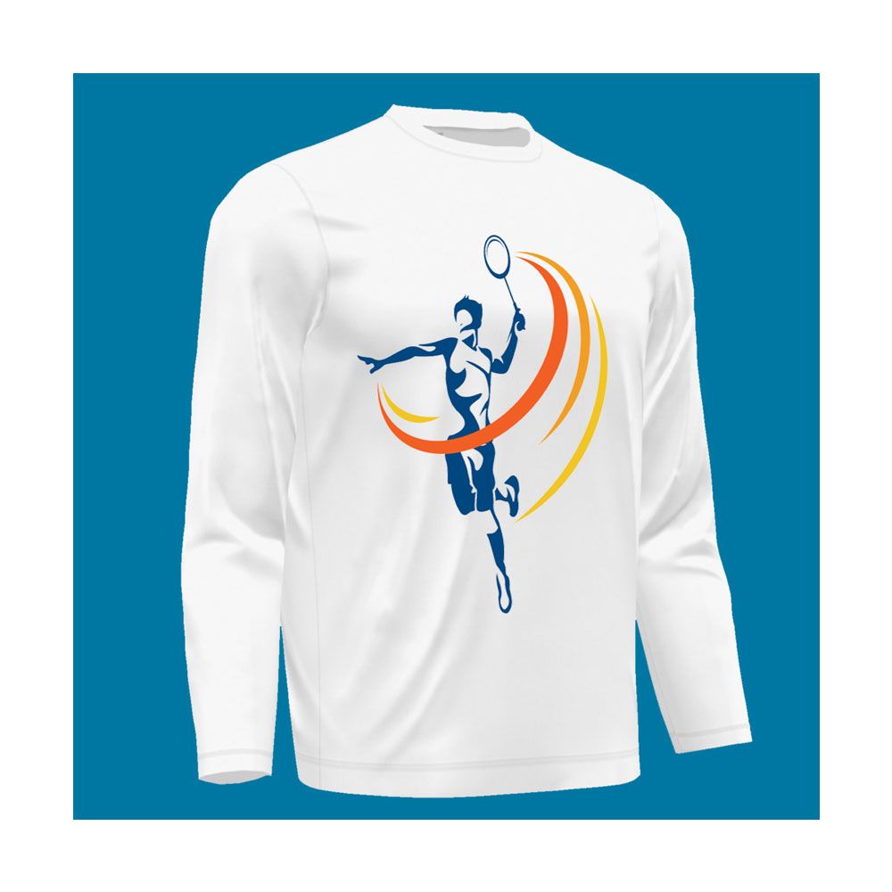 Badminton logo design full sleeve t-shirt
