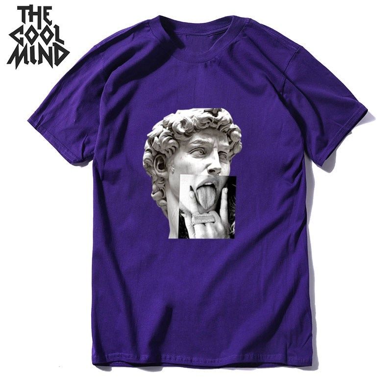 100% cotton streetwear david print cool men T shirt funny loose men tshirt o-neck t-shirt men tee shirts tops