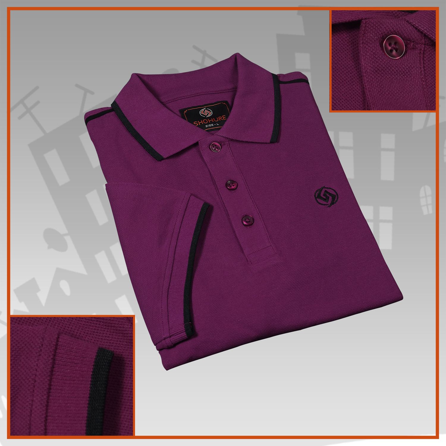 Violet Color Short Sleeve Polo Tshirt