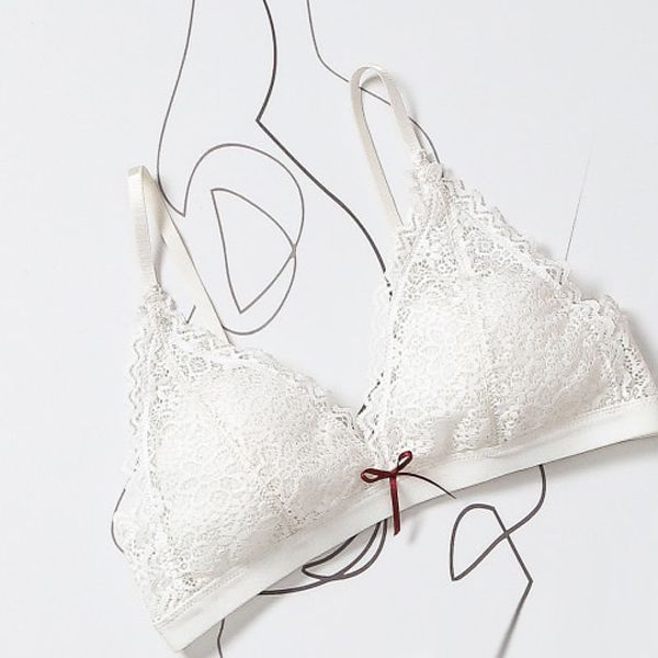 DERUILADY  Lace Backless Bras For Women Thin Breathable Seamless Bralette Adjusted Push Up Bra Wireless  Lingerie