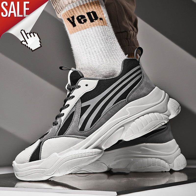 Men Sneakers Mesh Sport Night Light Running Shoes For Men White Korean Style Casual Dad Sneakers Men Shoes Clunky Sneaker