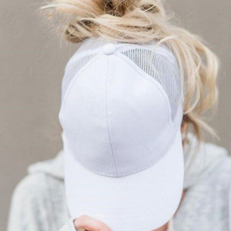 1pc New Ponytail Baseball Cap Summer women's Adjustable Black Hat Messy Cap Casual Cotton Girl Snapback Mesh Cap