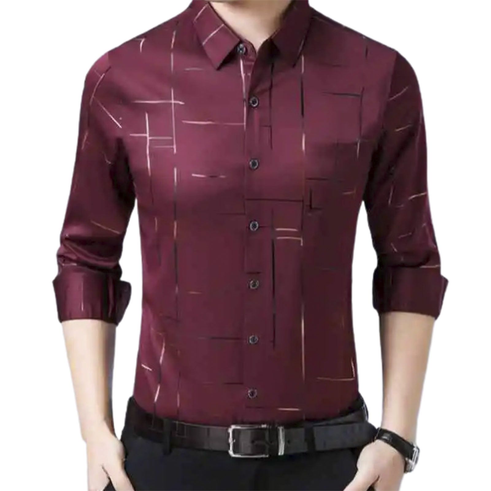 Shirt Silky Casual Male Shirt
