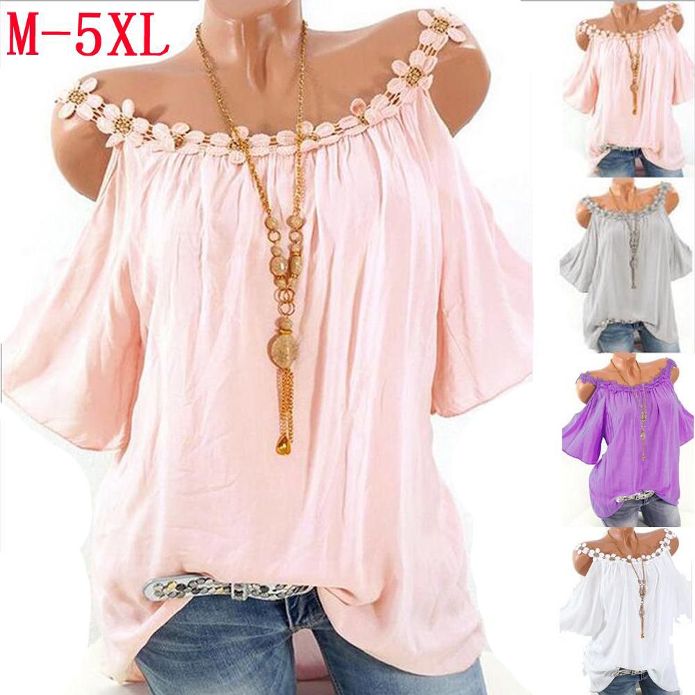 Women Boho Floral Off Shoulder Blouse Baggy Tops Ladies T Shirt