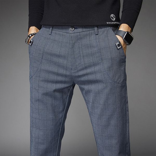 Summer Thin Casual Pants Men Pockets with Zipper Black Slim Fit Skinny Mens Trousers Office