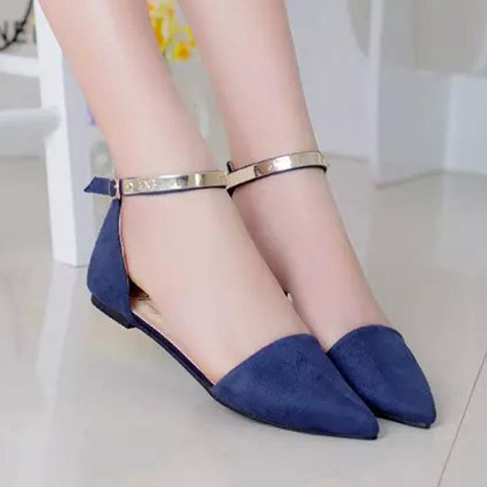 Summer New Pointed Flat Sole Roman Sandals Button-Down WomenSingle Shoes