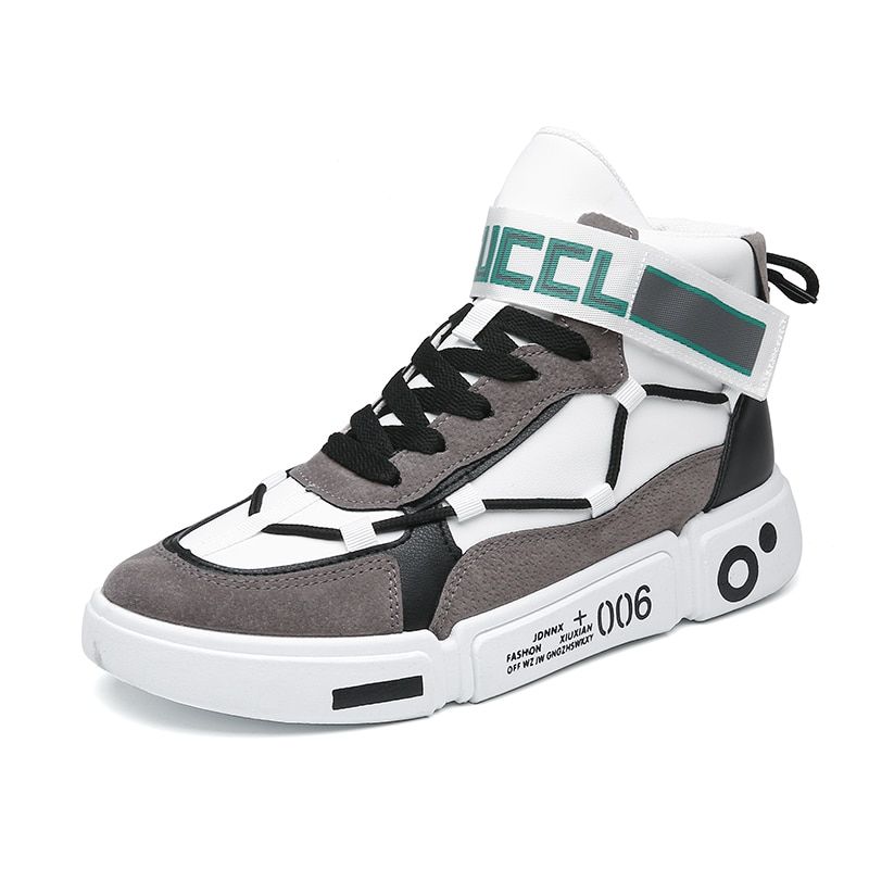 Men Sports Sneakers Lace Up High Top Skateboard Shoes Pu Leather Outdoor Comfortable Tennis Fashion Thick Sole ng Footwear