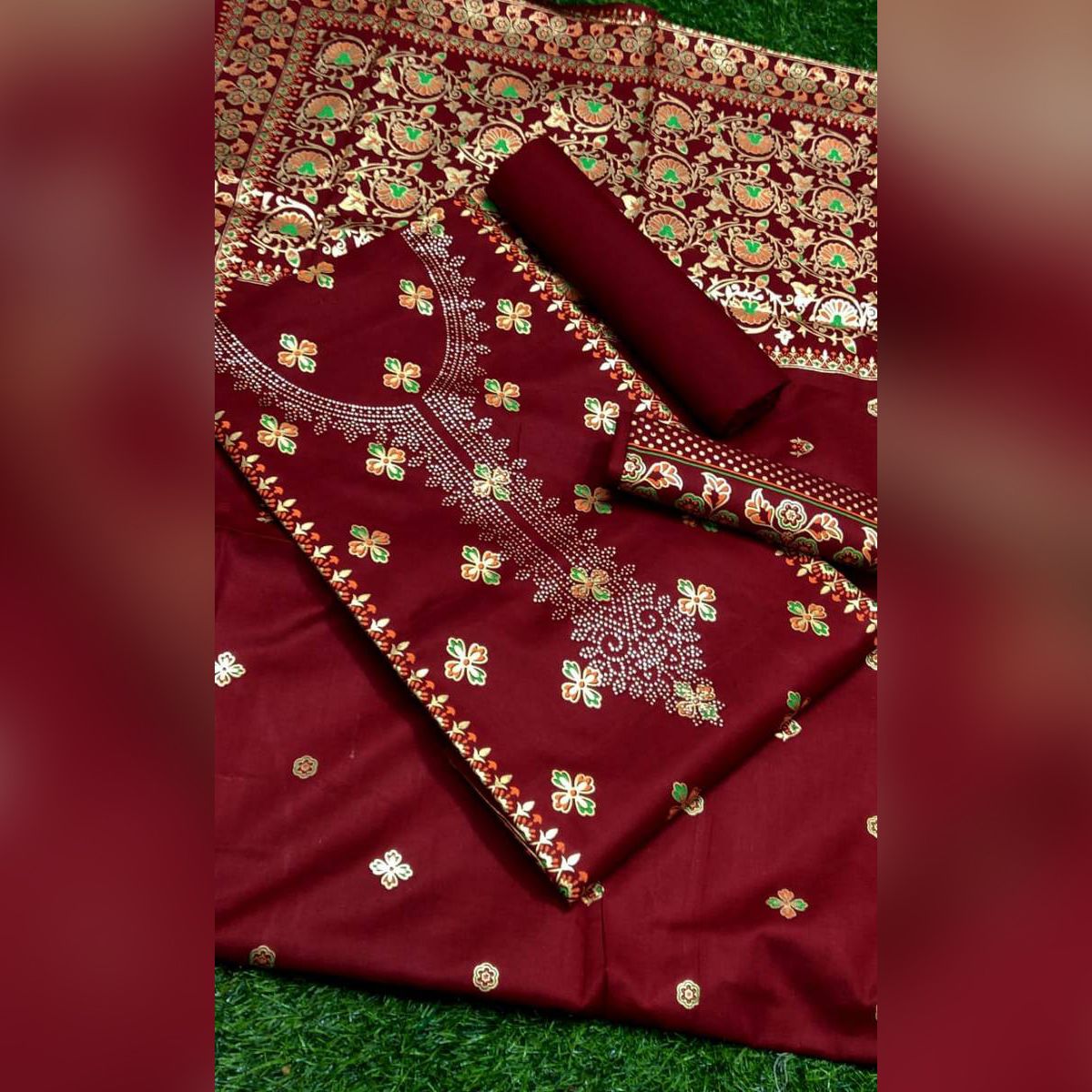 EID Special VIP Butics/Butix Stone Work Unstitched Three Piece Salwar Kamiz (3 Piece)