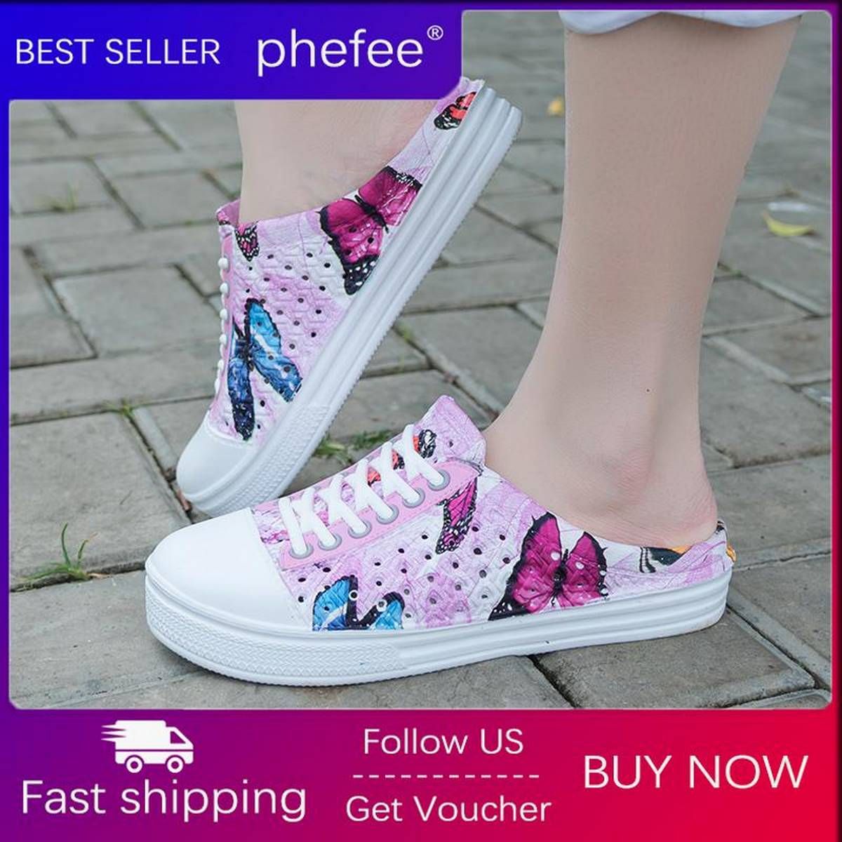 Women Causal Shoes Flat Half Slipper Summer Lady Sandals Colorful Pattern Lightweight Walking Shoes