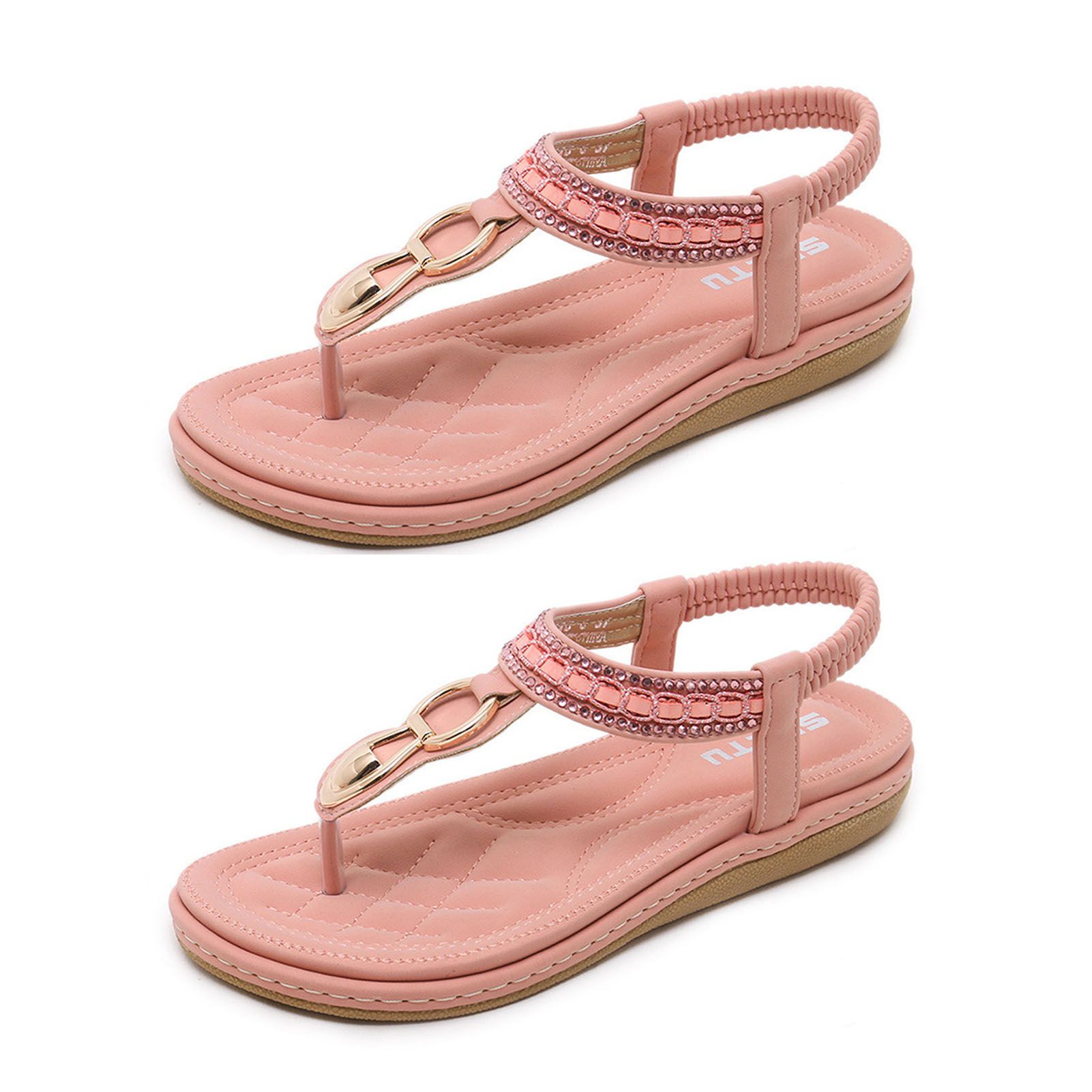 Women Sandals Rhinestone T-shape Rhinestone Anti Skid Sandals