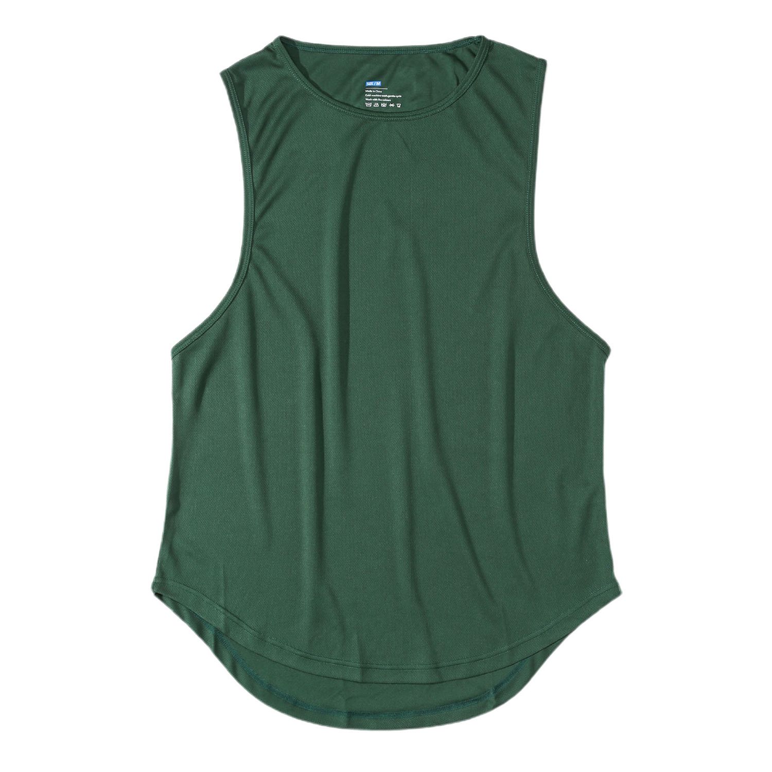 Men Vest Solid Color Sleeveless Polyester Summer Fitness Top for Sports