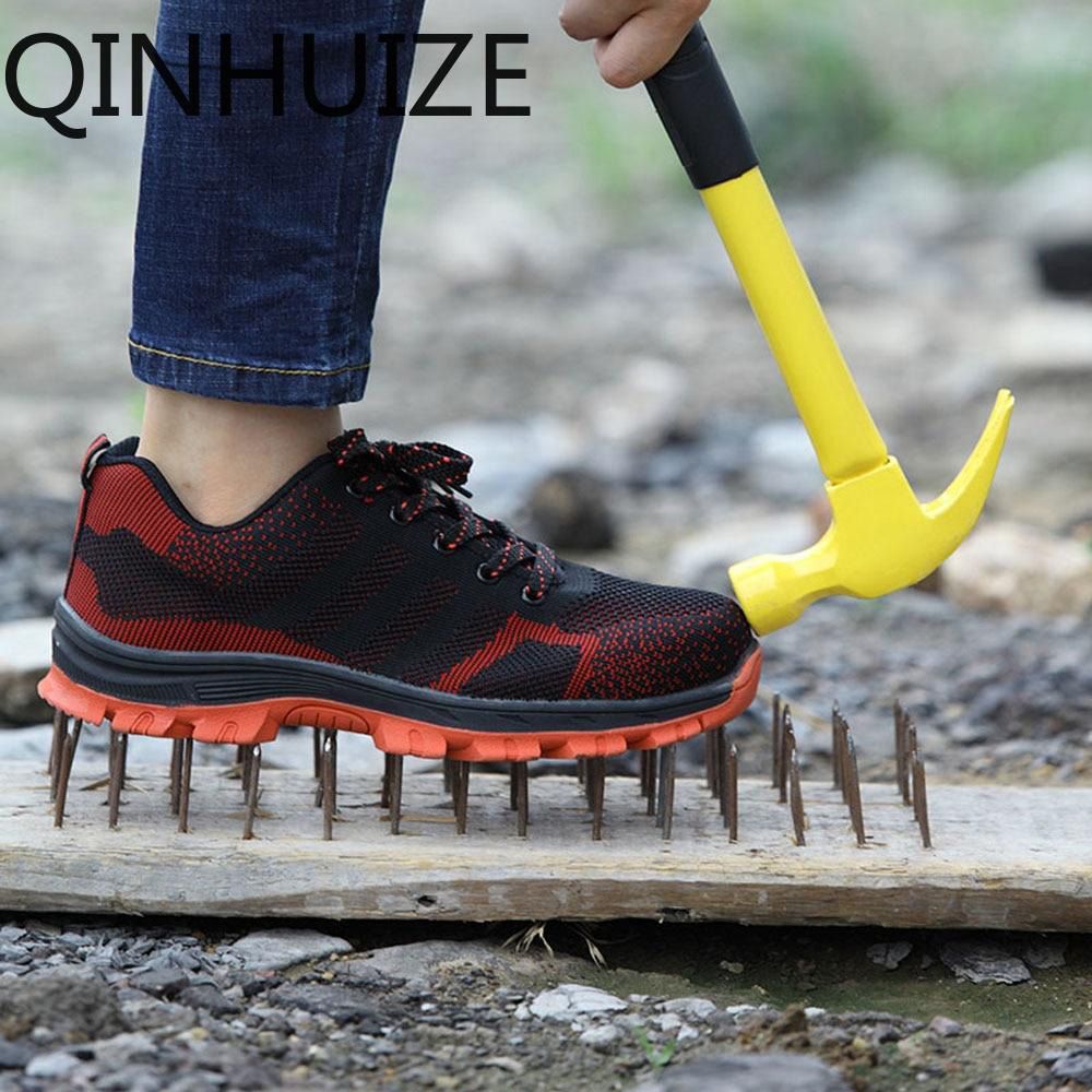 Outdoor Men's Mesh Steel Toe Cap Work Safety Shoes Boots Men Outdoor Anti-slip Steel Puncture Proof Safety Shoes