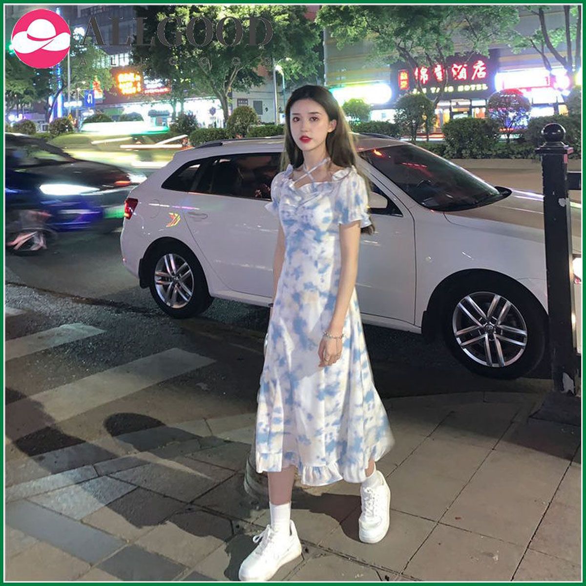 Short Sleeve Dresses Women Leisure Aesthetic All-match Lovely Girls Daily Tender Ulzzang Ruffles Slash Neck Popular Summer Charm