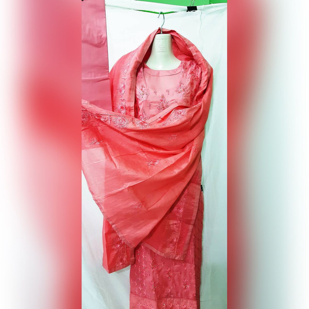 Three piece for women Gorgeous Shalwar Kameez Three Piece (3 piece) Soft Cotton Unstitched embroidery & Stone work Salwar kameez