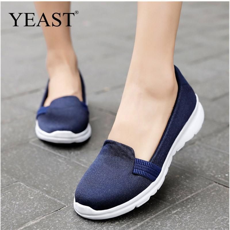 Women's  Sneakers   Casual Shoes Solid Color Slip-on  Sport Shoes For Woman Walking Mesh Sneakers Elastic Setting Size 35-42