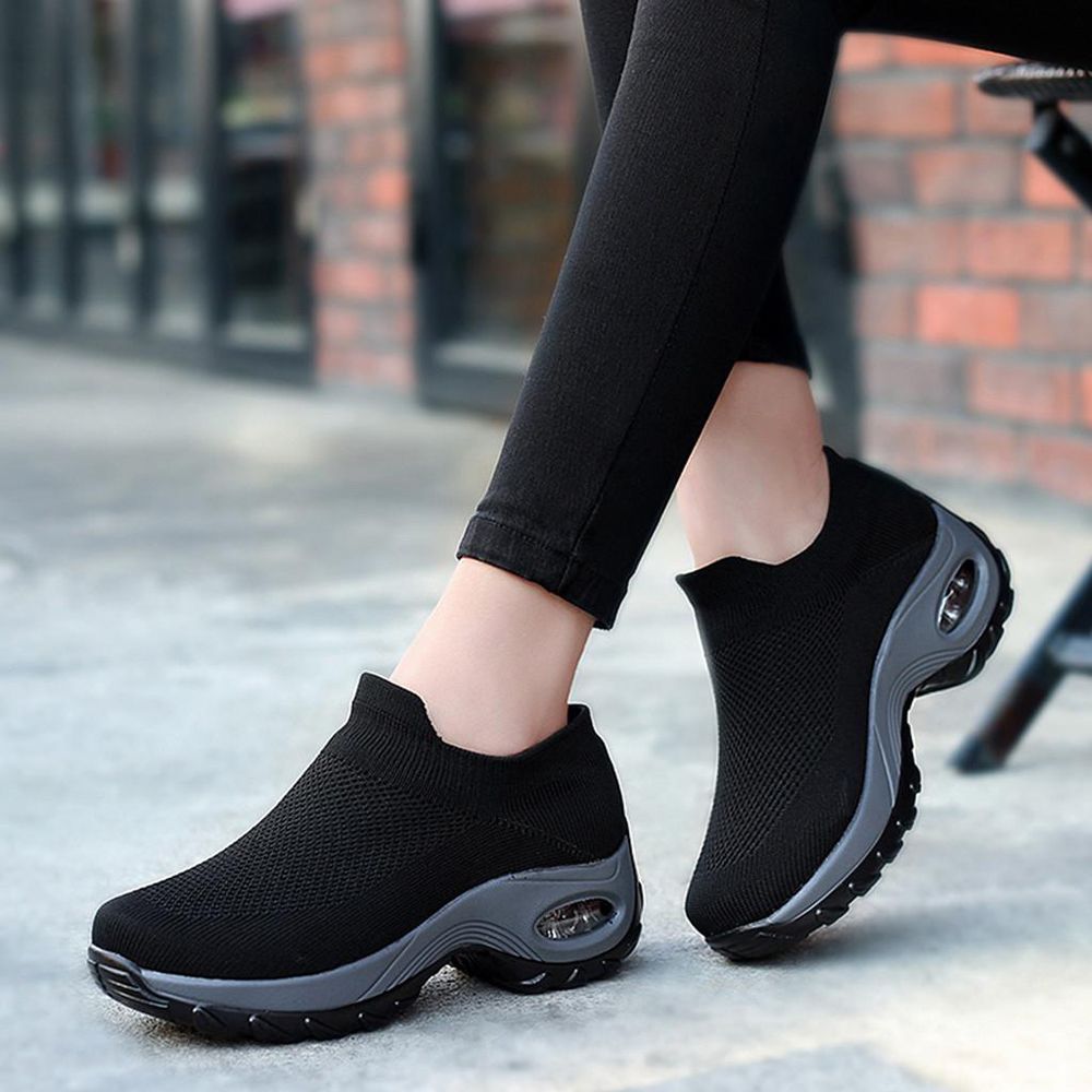 Women Fashion Casual Wedge Platform Loafers Sneakers Thick Bottom Shake Shoes