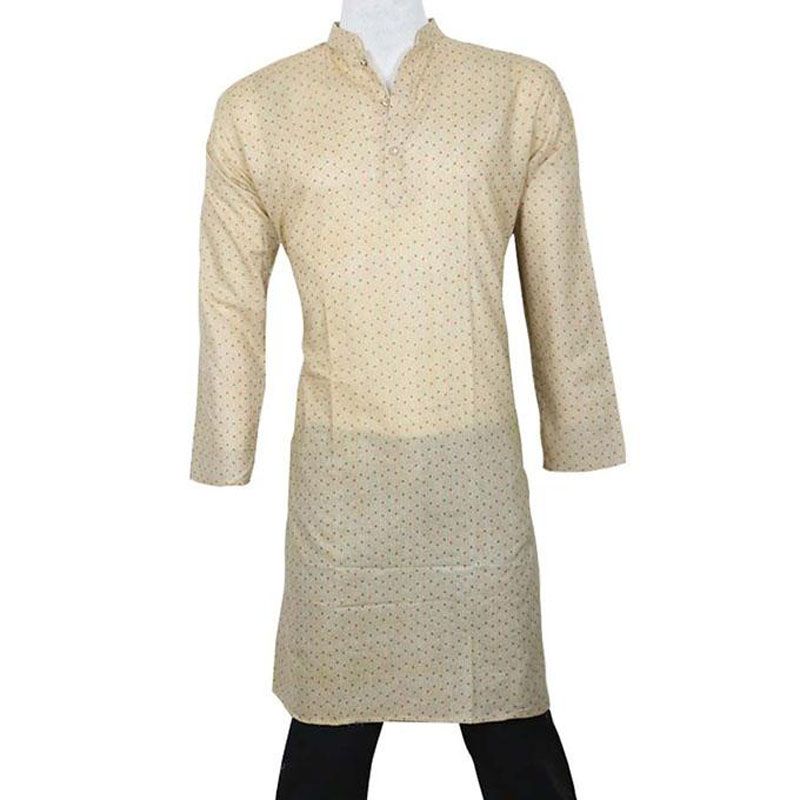 Elegant Outfit Golden And Red Cotton Panjabi for Men
