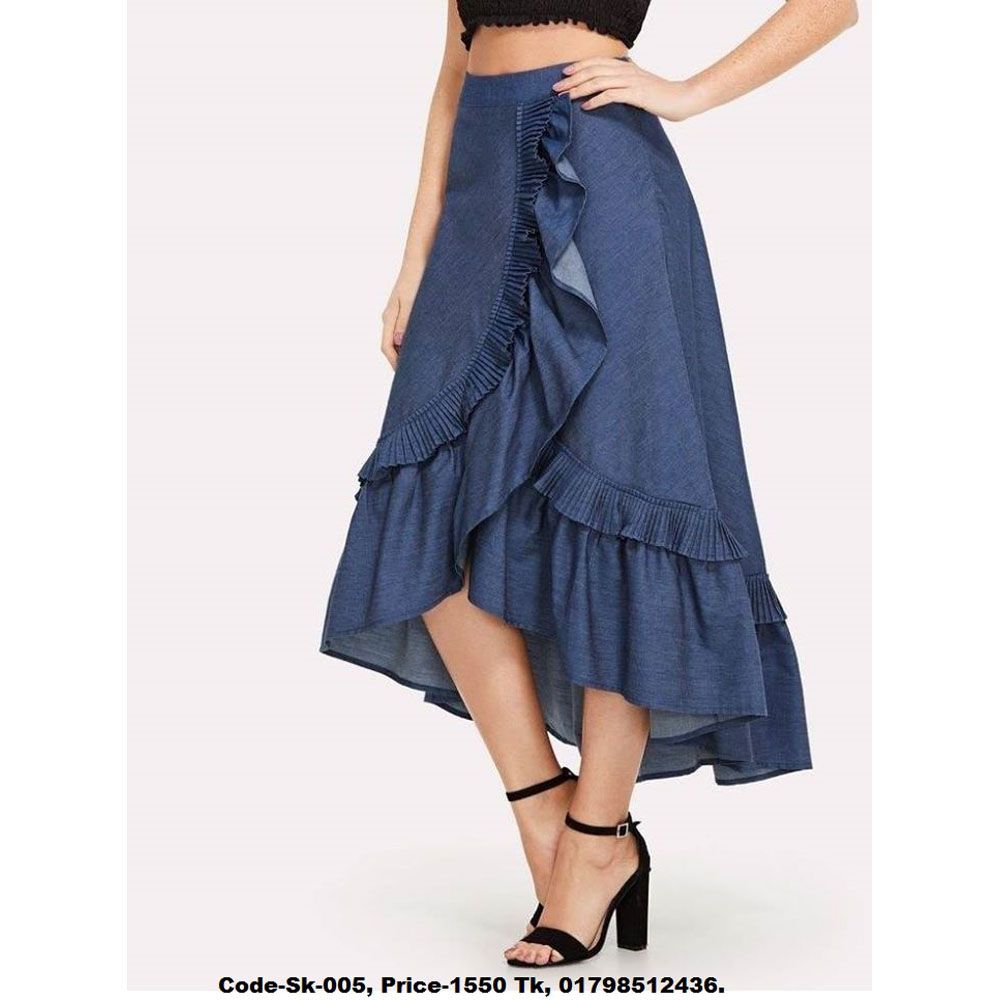 Denim high quality  long skirt