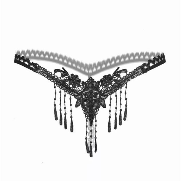 Open Crotch Panties  With Pearls Women Thongs And G strings Sexy Transparent Lingerie Underwear