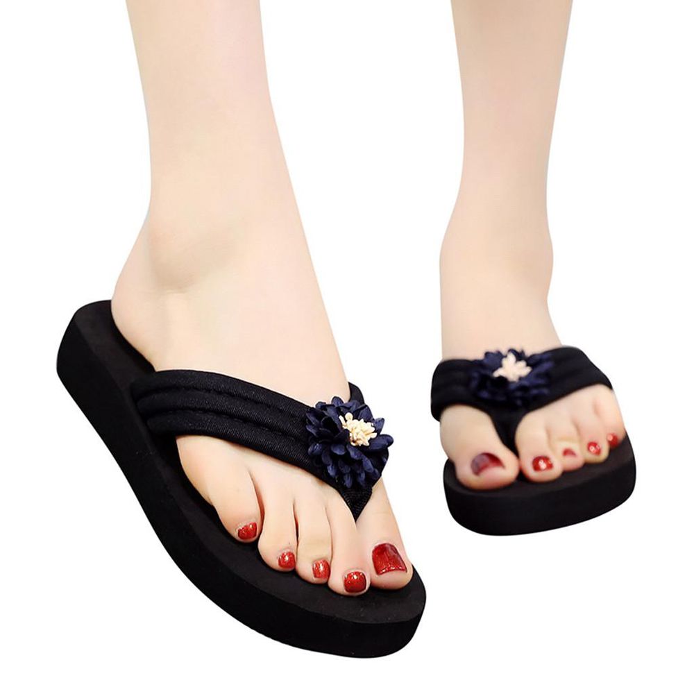 Women's Summer Bohemian Clip Toe Flip Flops Non-Slip Wedges Slippers Beach Shoes