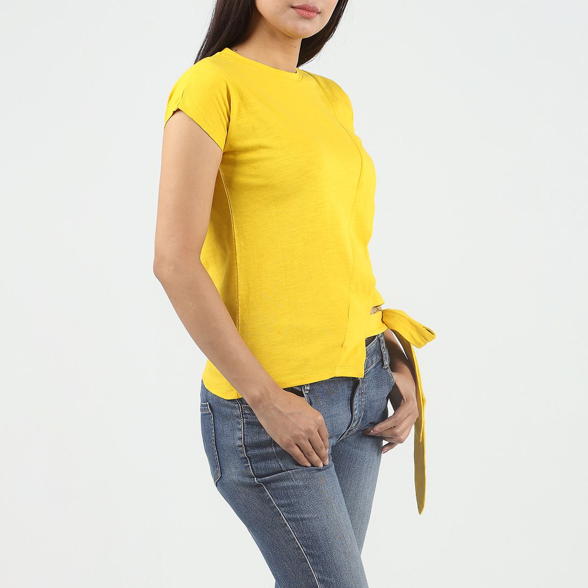 QRIUS Yellow Round Neck T-Shirt