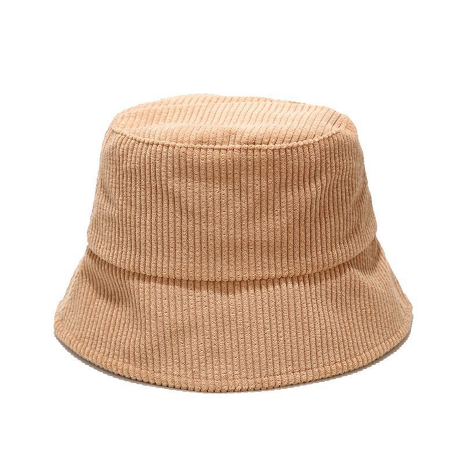 Women Bucket Hat Anti-fade Casual Uni Corduroy Bucket Cap