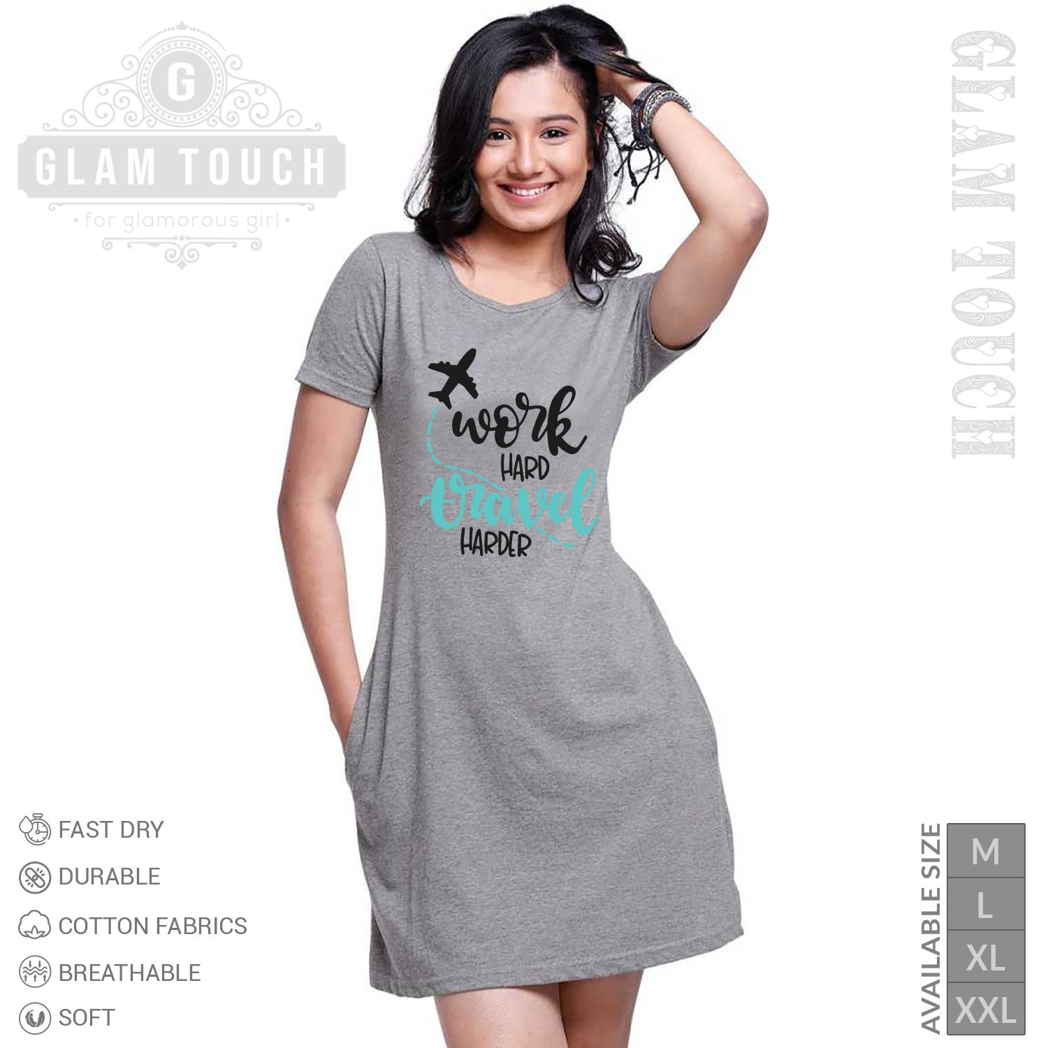 Glam Touch Stylish 3-Quarter T-Shirt For Women - T Shirt For Women
