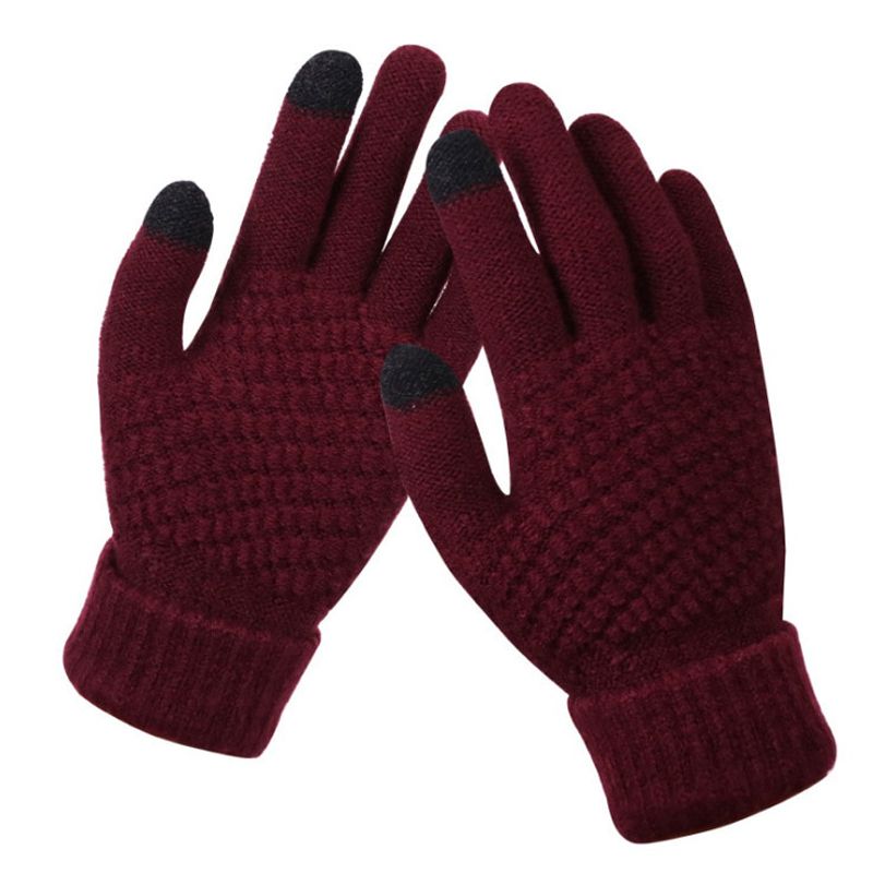 2021 Women's Cashmere Knit Winter Gloves Fashion Lady Jacquard Cashmere Knitted Women Warm Touch Screen Skiing Gloves 1Pc Pair